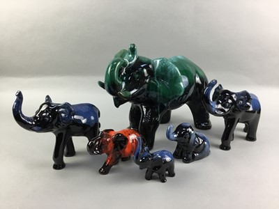 Lot 322 - A LOT OF SIX BLUE MOUNTAIN POTTERY ELEPHANTS