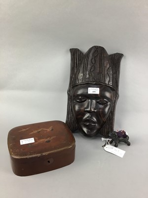 Lot 459 - AN AFRICAN HARDWOOD FACE MASK AND OTHERS