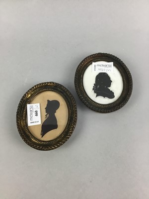 Lot 460 - A LOT OF TWO PAINTED OVAL SILHOUETTE PORTRAITS