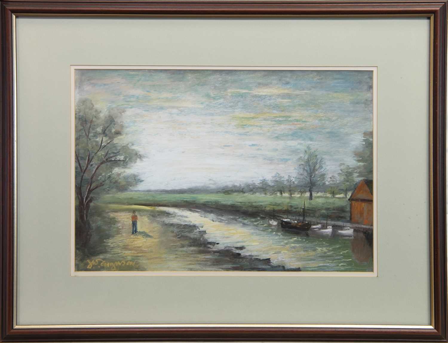 Lot 2 - STROLL ON THE BANKS, A MIXED MEDIA BY J W FERGUSON
