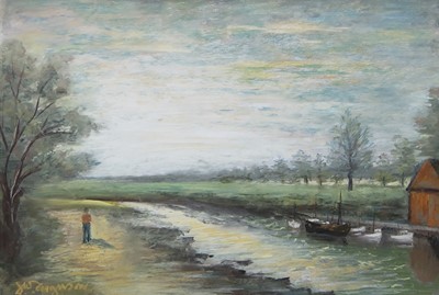 Lot 2 - STROLL ON THE BANKS, A MIXED MEDIA BY J W FERGUSON