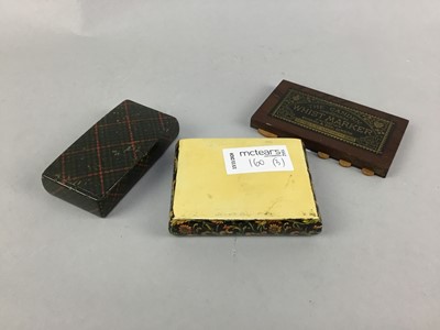 Lot 160 - A TARTANWARE SNUFF BOX AND OTHERS
