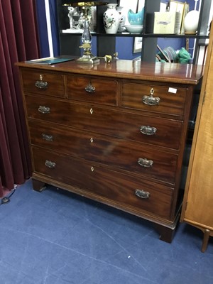 Lot 421 - A 19TH CENTURY MAHOGANY CHEST OF DRAWERS