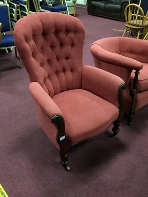 Lot 414 - A LOT OF TWO VICTORIAN ARMCHAIRS