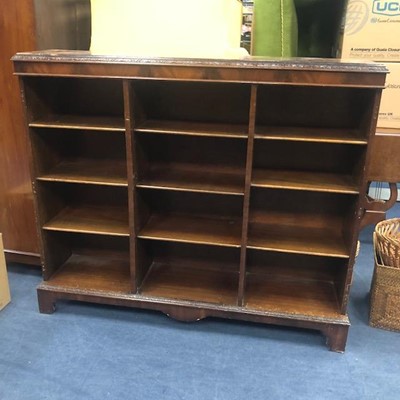 Lot 411 - A MAHOGANY OPEN BOOKCASE