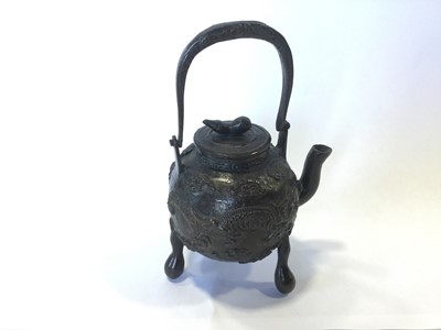 Lot 726 - A 20TH CENTURY CHINESE BRONZE POT AND A BRONZE BURNER