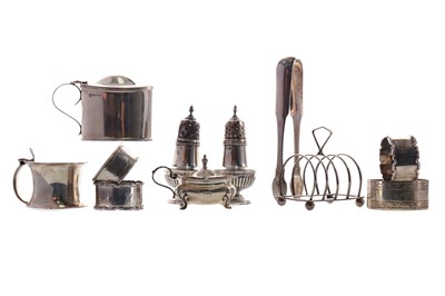 Lot 501 - A LOT OF SILVER CONDIMENTS AND NAPKIN RINGS