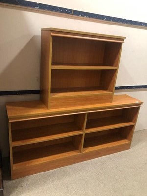 Lot 362 - A MODERN OPEN BOOKCASE AND ANOTHER SMALLER BOOKCASE