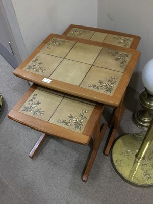 Lot 368 - A DANISH TEAK TILE TOPPED NEST OF THREE TABLES