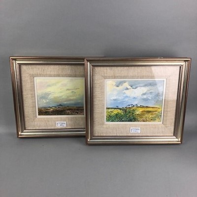 Lot 323 - A MOOR CROFT AND WIND BLOWN FIELDS BY DOUGLAS PHILLIPS