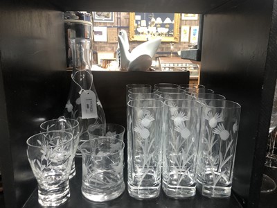 Lot 480 - A SUITE OF GLASSES WITH ETCHED THISTLE DECORATION