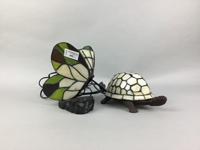 Lot 495 - A LOT OF TWO STAINED GLASS EFFECT LAMPS