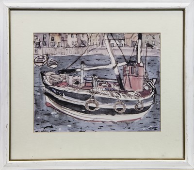 Lot 27 - THE FISHING BOAT, A LITHOGRAPH BY  SIR WILLIAM GILLIES