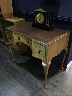 Lot 590 - A WALNUT LEATHER TOP WRITING DESK