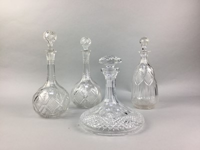 Lot 595 - A LOT OF FOUR CRYSTAL DECANTERS WITH STOPPERS