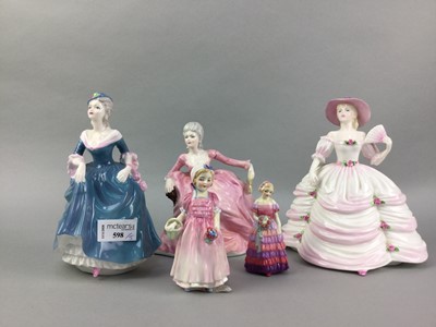 Lot 598 - A COALPORT FIGURE OF 'REGINA' AND OTHER CERAMIC FIGURES