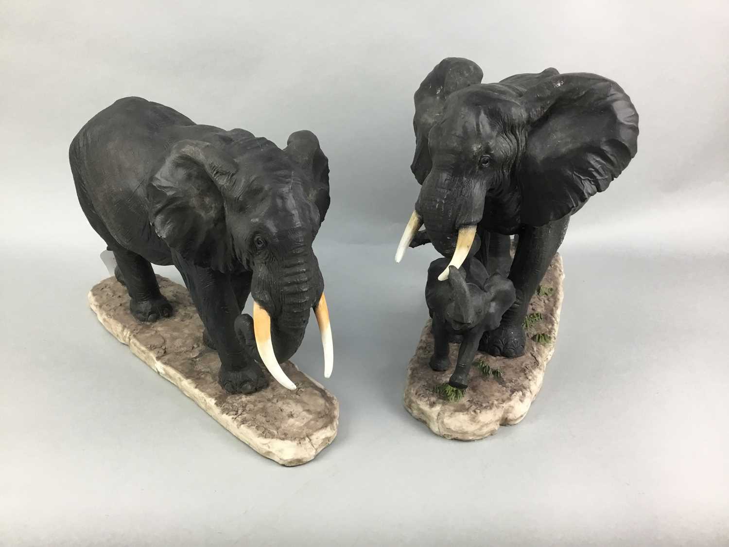 Lot 175 - A COMPOSITE FIGURE GROUP OF ELEPHANTS AND OTHER ANIMAL FIGURES