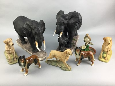 Lot 175 - A COMPOSITE FIGURE GROUP OF ELEPHANTS AND OTHER ANIMAL FIGURES