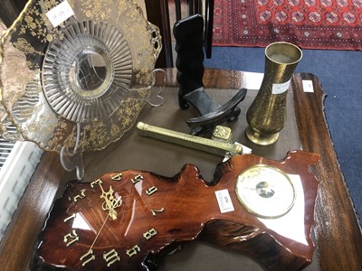 Lot 569 - A MODERN CLOCK WITH BAROMETER AND OTHERS