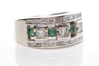 Lot 293 - ART DECO STYLE EMERALD AND DIAMOND RING set...