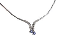 Lot 309 - SAPPHIRE AND DIAMOND NECKLACE the two diamond...