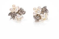 Lot 321 - PAIR OF MIKIMOTO PEARL EARRINGS each formed by...