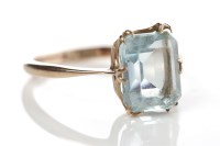 Lot 342 - AQUAMARINE DRESS RING the emerald cut...