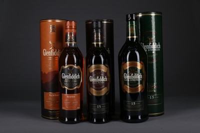 Lot 1408 - GLENFIDDICH AGED 15 YEARS CASK STRENGTH & SOLORA RESERVE AND AGED 14 YEARS RICH OAK