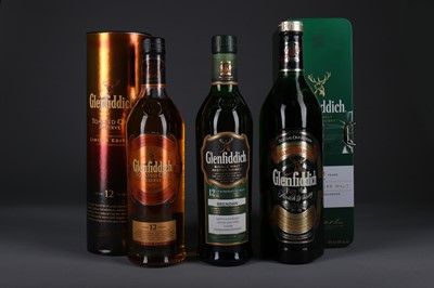 Lot 1412 - TWO GLENFIDDICH AGED 12 YEARS AND ONE SPECIAL OLD RESERVE PURE MALT