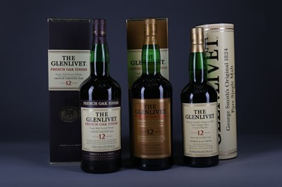 Lot 1418 - THREE BOTTLES OF GLENLIVET AGED 12 YEARS OLD