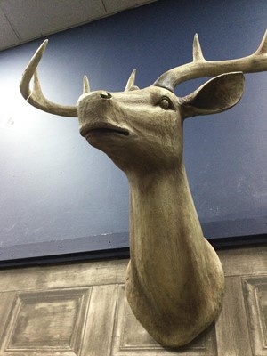 Lot 208 - A PLASTIC WALL MOUNTING STAG'S HEAD