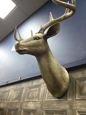 Lot 208 - A PLASTIC WALL MOUNTING STAG'S HEAD