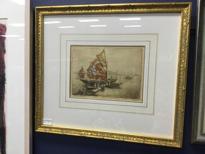 Lot 46 - A STILL LIFE WITH FLOWERS ALONG WITH TWO ORIENTAL PRINTS