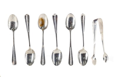 Lot 507 - TEN RAT-TAIL COFFEE SPOONS AND TONGS