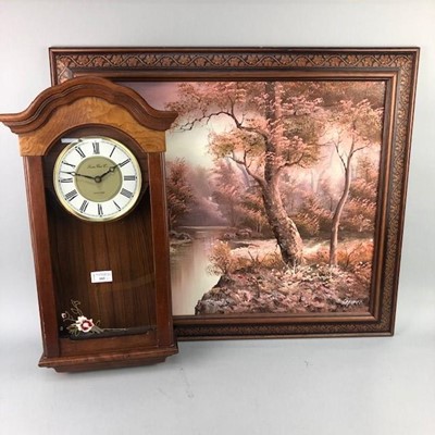 Lot 103 - A MODERN WALL CLOCK AND MODERN OIL PAINTING