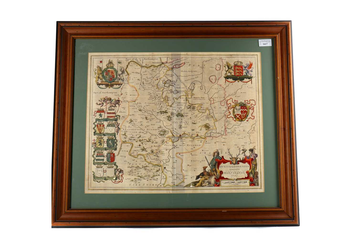 Lot 1617 - AN 18TH CENTURY MAP OF HUNTINGTONSHIRE