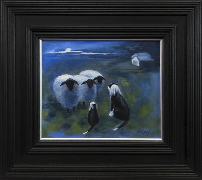 Lot 738 - BLUE NIGHT, AN OIL BY ROWENA LAING