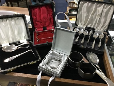 Lot 274 - A SET OF SIX SILVER SPOONS AND OTHER SILVER ITEMS