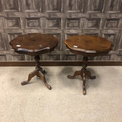 Lot 286 - A PAIR OF MAHOGANY SERPENTINE OCCASIONAL TABLES