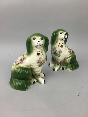 Lot 290 - A PAIR OF 20TH CENTURY WALLY DOGS, GINGER JAR AND COVER AND OTHER ITEMS