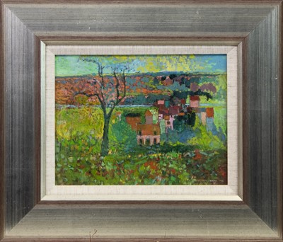Lot 760 - BOUGNAL OVERLOOKING THE SEINE, AN OIL BY CYNTHIA WALL