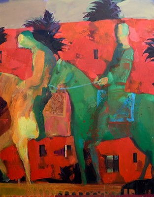 Lot 274 - RIDERS, AN ACRYLIC BY ANDREI BLUDOV