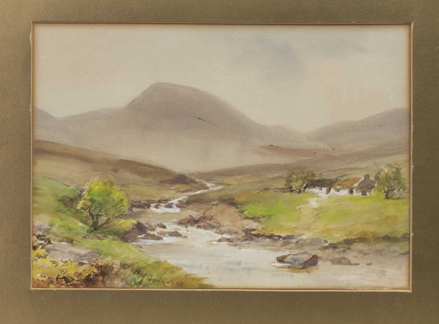 Lot 16 - IN THE DONEGAL HIGHLANDS, A MIXED MEDIA BY WILLIAM BINGHAM MCGUINNESS