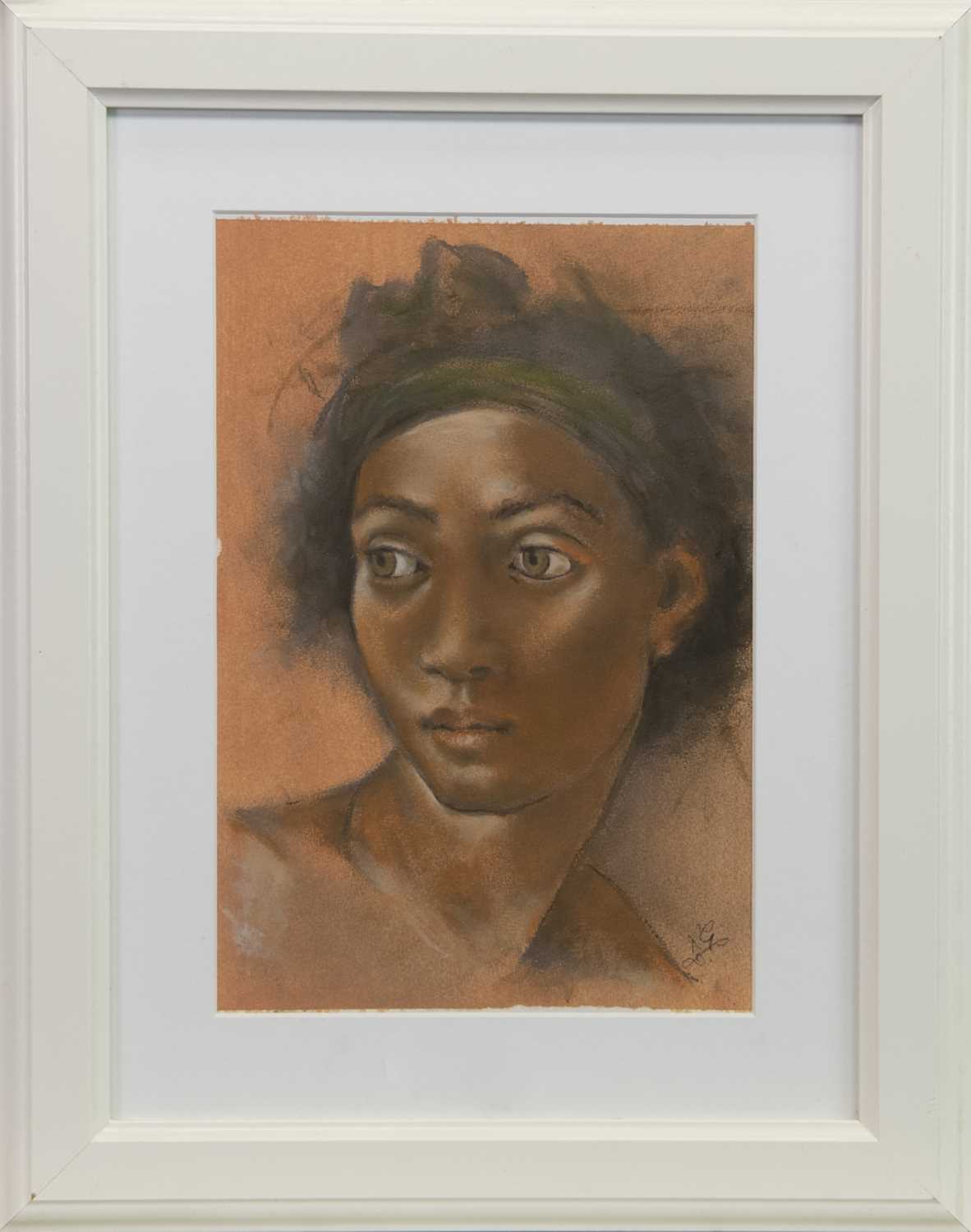 Lot 551 - STUDY IN TERRACOTTA, AN OIL AND PASTEL BY ROS GREEN