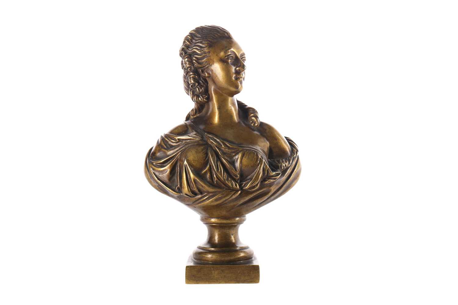 Lot 1618 - A LATE 19TH CENTURY GOLDSCHEIDER BRONZE BUST OF A LADY