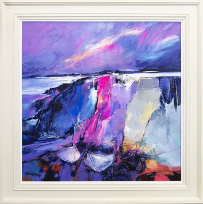 Lot 840 - THE COVE, AN ACRYLIC BY SHELAGH CAMPBELL