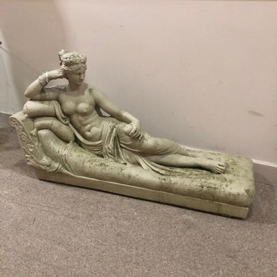 Lot 344 - A GARDEN STATUE OF RECLINING FEMALE