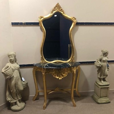 Lot 326 - A REPRODUCTION CONSOLE TABLE AND MIRROR