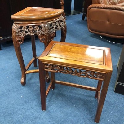 Lot 333 - A CHINESE RECTANGULAR HARDWOOD TABLE AND ANOTHER