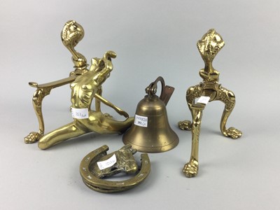 Lot 351 - A LOT OF BRASS WARE INCLUDING A FIGURE OF A FEMALE